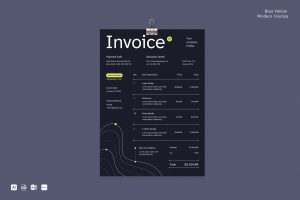 Blue Yellow Modern Invoice | 003