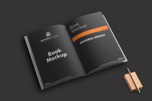 Book & Pencil Mockup