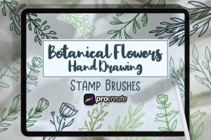 Botanical Flowers Hand Drawing Brush Stamp