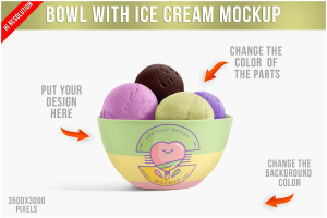 Bowl with Ice Cream Mockup