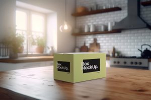 Box Mockup On Kitchen Table #03