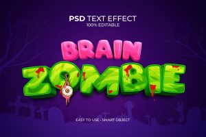 Brain Zombie Cartoon Text Effect