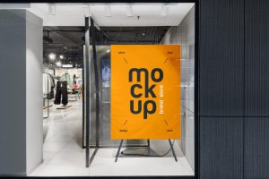 Brand Store Window Screen Banner Mockup