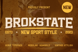 Brokstate – A Modern Sport Serif Font