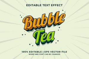 Bubble Tea Vector Editable Text Effect
