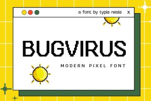 Bugvirus – Digital Pixel Game / Software Font