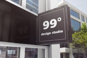 Building Advertising Square Sign Mockup