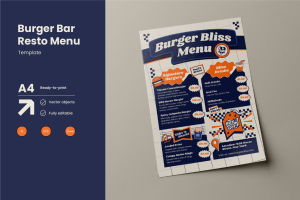 Burger Retro Diner Poster Menu Template