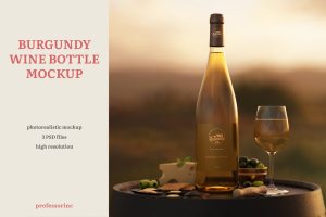 Burgundy Wine Bottle Mockup