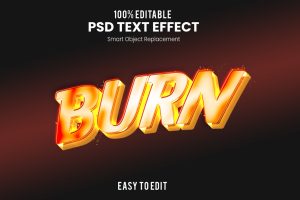 BURN – 3D Text Effect PSD