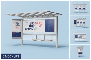 Bus Stop Poster Mockup Set