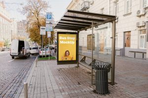 Bus Stop Poster Mockup Template