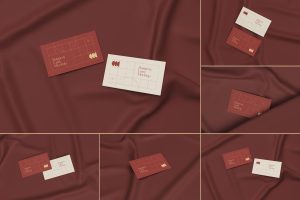 Business Card on Fabric Mockups