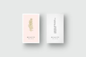 Business card template with golden leaf