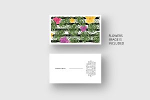 Business card template with trendy flowers