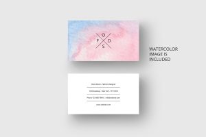 Business card template with watercolor background