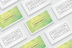 Business card template with watercolor background