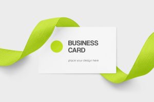 Business Card with Ribbon Mockup