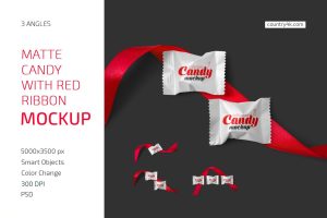 Candy with Red Ribbon Mockup Set