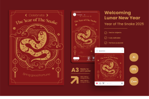 Canva A3 Lunar New Year of The Snake Poster 2025