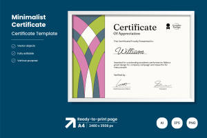 Canva Minimalist Colorful A4 Certificate Template
