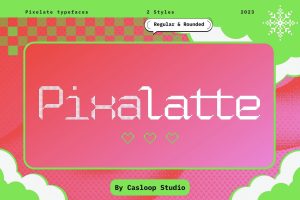 Cas Pixalatte – Digital Y2K Pixel Clock Typeface