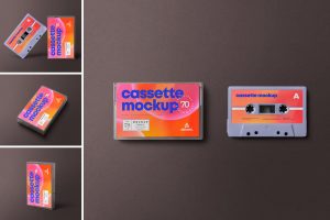 Cassette Tape with Cover Mockup