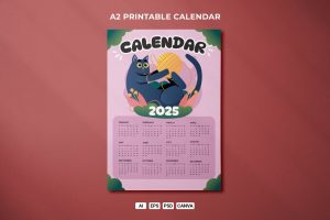 Cat Poster 2025 Calendar Template