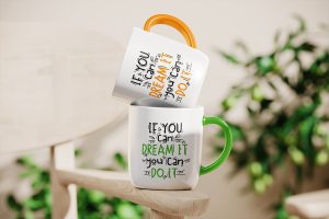 Ceramic Mug on the Chair Arm Mockup