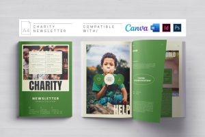 Charity Newsletter | Canva | Docx | ID | PSD