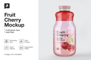 Cherry Juice Bottle Mockup