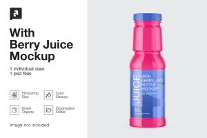 Cherry Juice Bottle Mockup