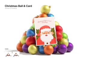 Christmas Ball & Card Mockup