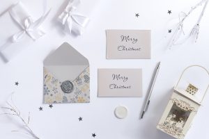 Christmas envelope and card  mockup