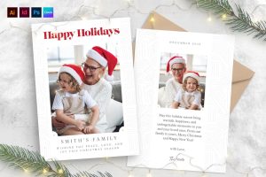 Christmas Family Greetings Card Template