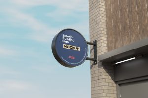Circle Exterior Building Sign Mockup Vol.2