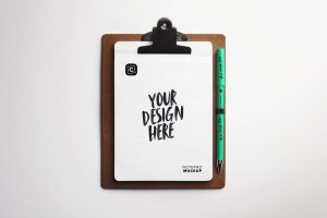 Clipboard with Notepad Mockup