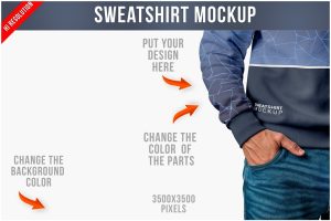 Close-Up of Man in Sweatshirt and Jeans Mockup