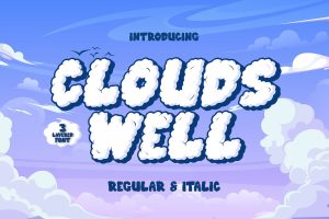 Clouds Well – 3d Decorative layered display font