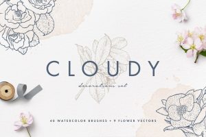 Cloudy Watercolor Decorations Set