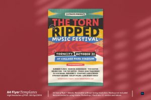 Collage Ripped Paper Flyer Template