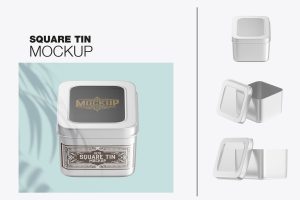 Colored Tin with Plastic Window Mockup