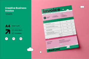 Colorful Creative Invoice Editable Canva Template