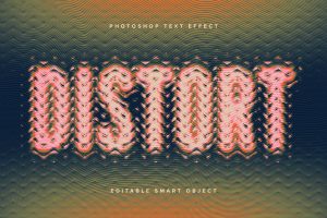 Colourful Distorted Glass Text Effect Mockup