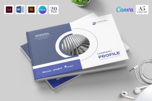 Company Profile A5 Canva | Word | ID | Ai | 20 Pg