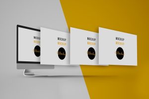 Computer monitor with screen and framework mockup