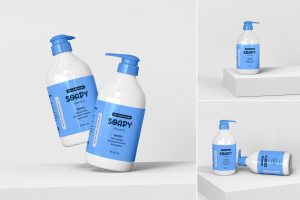 Cosmetic Pump Bottle Packaging Mockup Set
