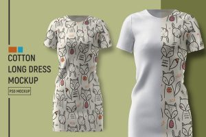 Cotton long dress mockup