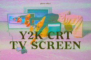 CRT TV Screen Glitch Photo Effect