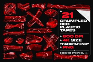 Crumpled Red Plastic Tapes